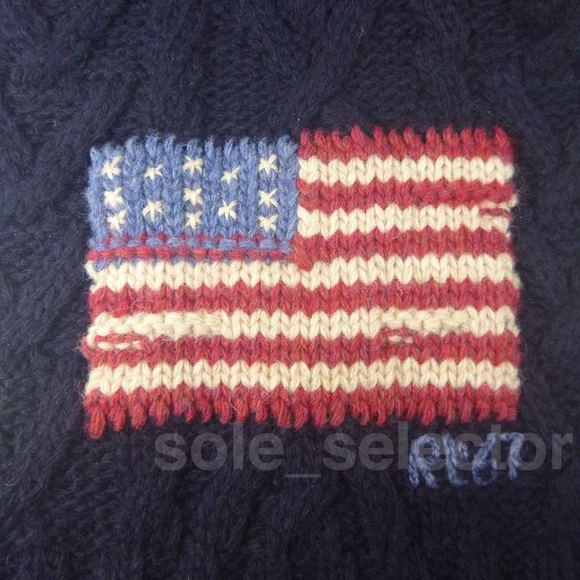 NWT Polo Ralph Lauren Cable Knit USA Flag Scarf - Picture 2 of 6